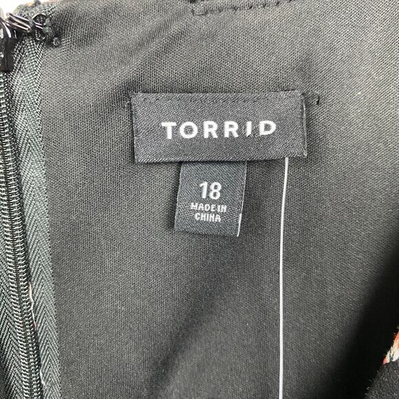 Torrid Black Floral Sleeveless Fit&Flare Party Dress Sz.18W NWT - Picture 6 of 14